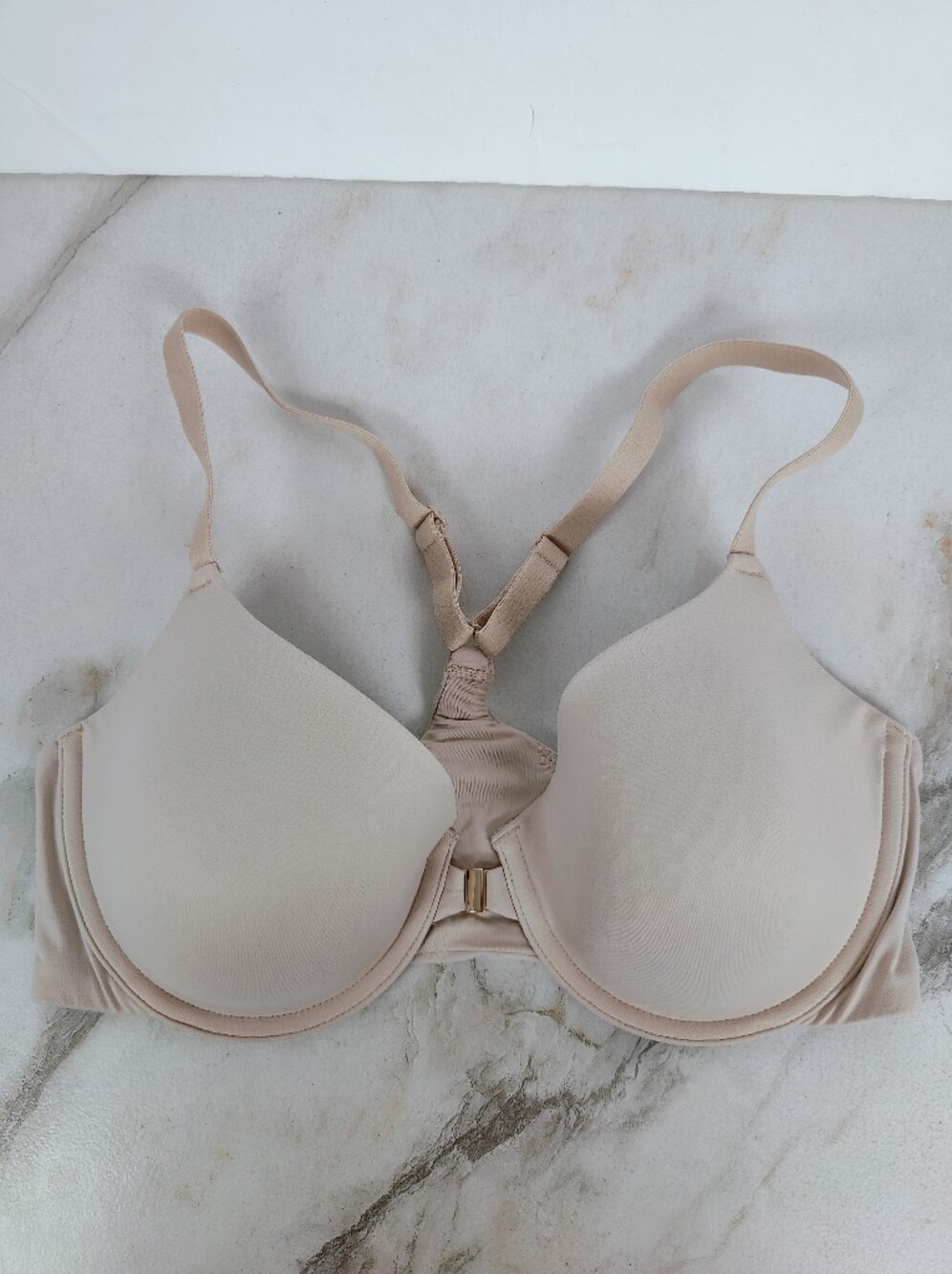 Auden The Ace Beige Lightly Lined Front Close Racerback Bra, Sz 36D